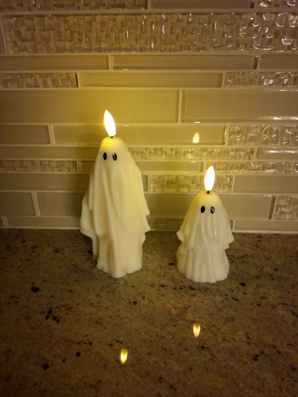 Pottery Barn Flameless Ghost Pillar Candle Set